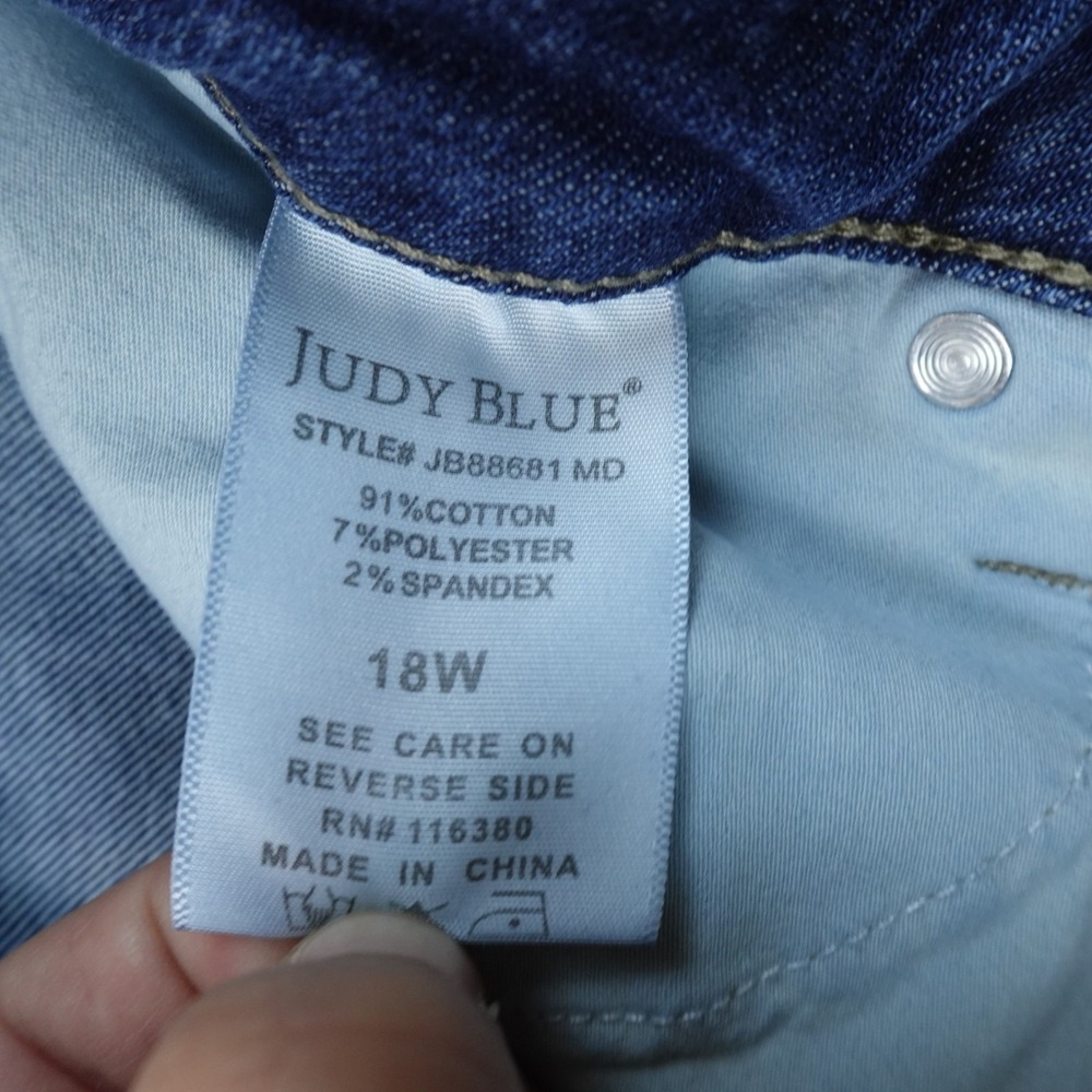 Judy Blue Jeans Womens 18W Dark Denim Pants High Rise Flare Bell Bottom Stretch - Picture 8 of 12